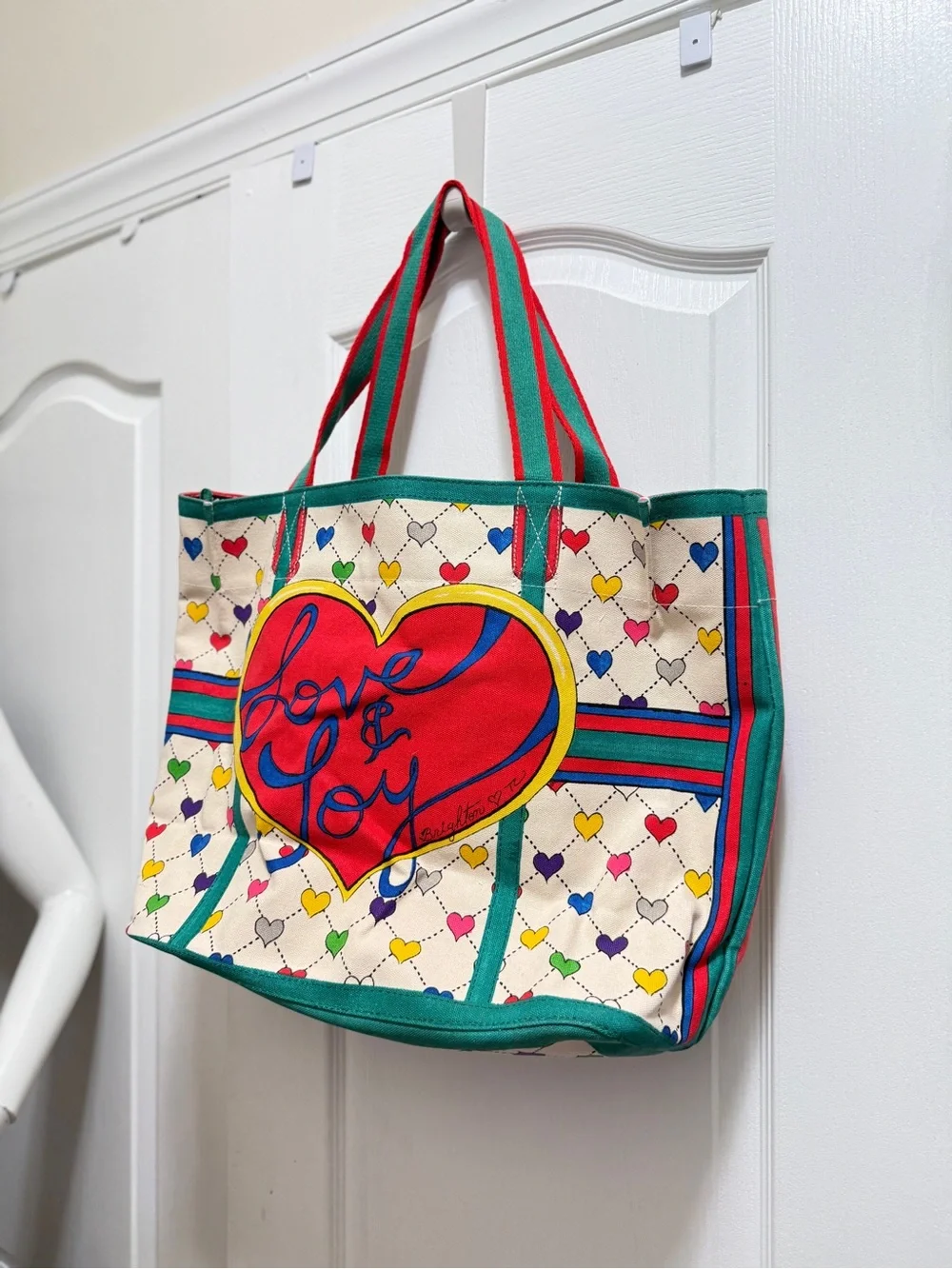 Brighton Multicolor Heart-Print Cosmetic Pouch with Ribbon Accent